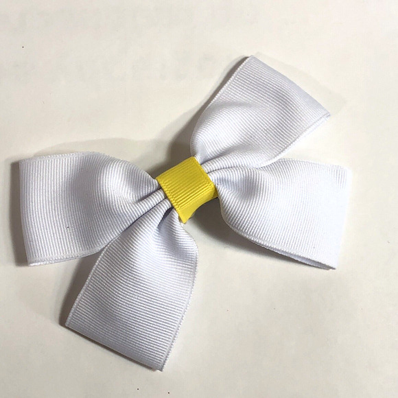 Pair Hair Clip Barrettes - Teal Blue White - Ribbon Bow Knot New Coquette 5" - Picture 5 of 7